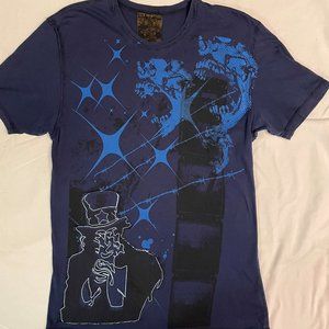 Men's Black Hearts Brigade blue embroidered t-shirt Size L